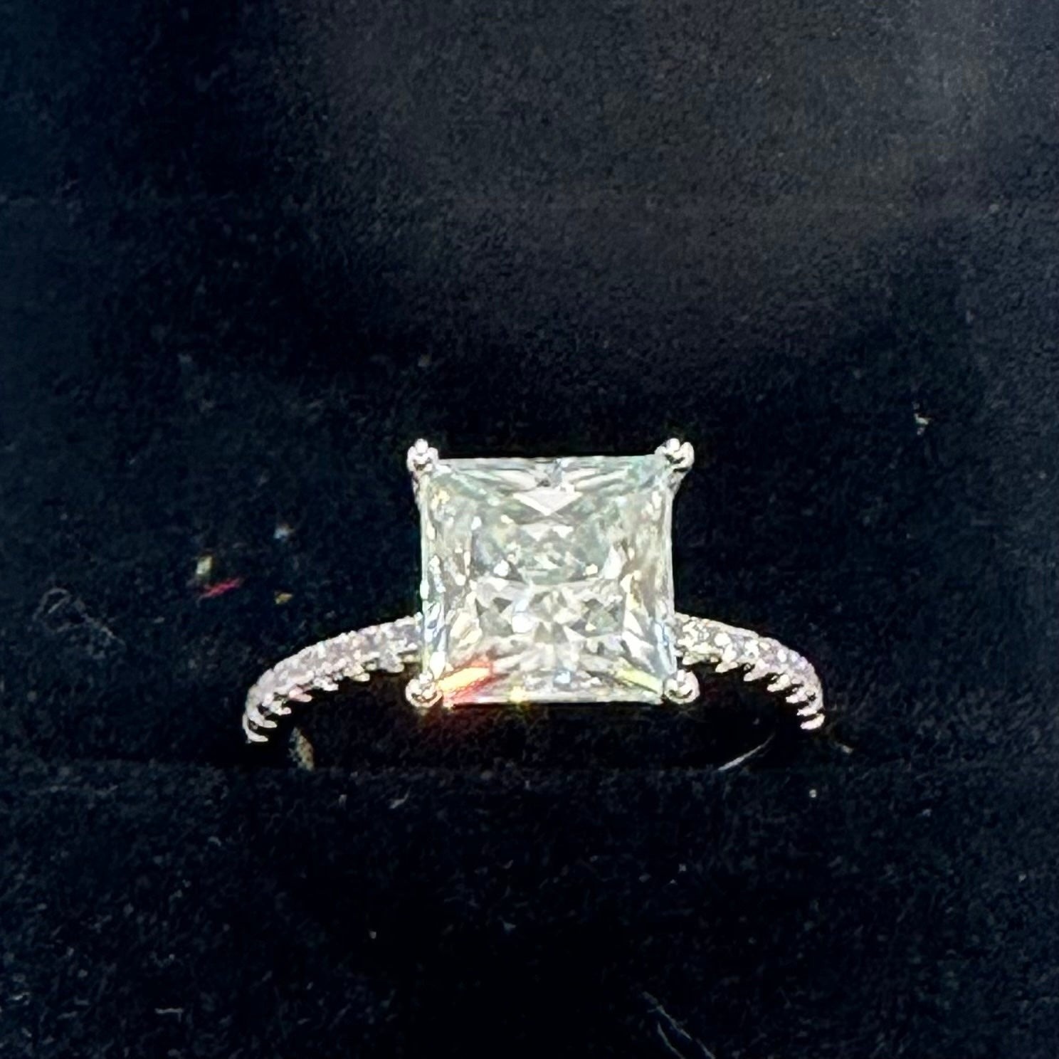 Moissanite Diamond Wedding Engagement Ring Princess Cut Hearts Arrows Size 45 200$